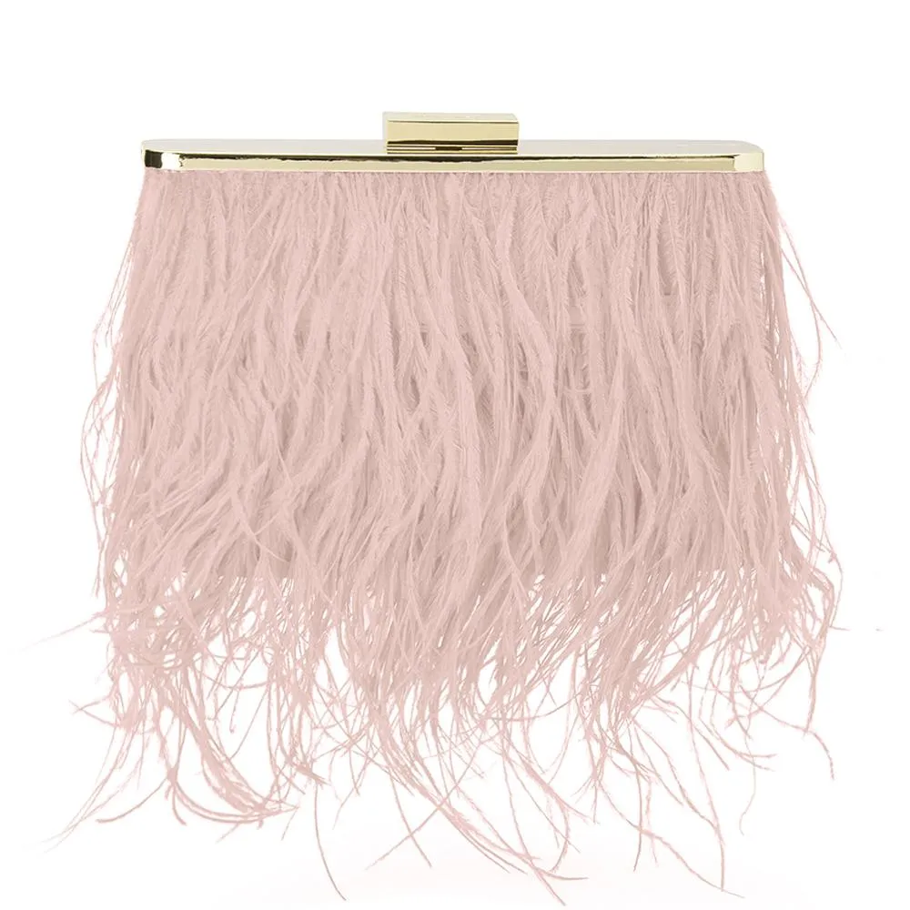 ESTELLE Pink Feather Clutch