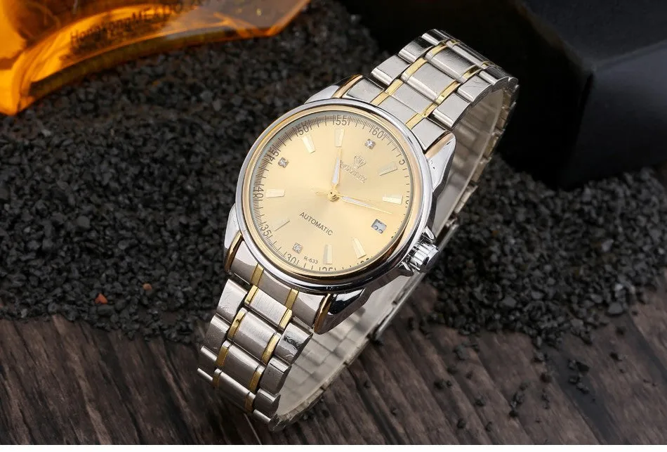 Fashion Automatic Winding Mechanical Watches Men Luxury Brand Full Steel Skeleton Men Hours Calendar Waterproof Wrist Watch For Men