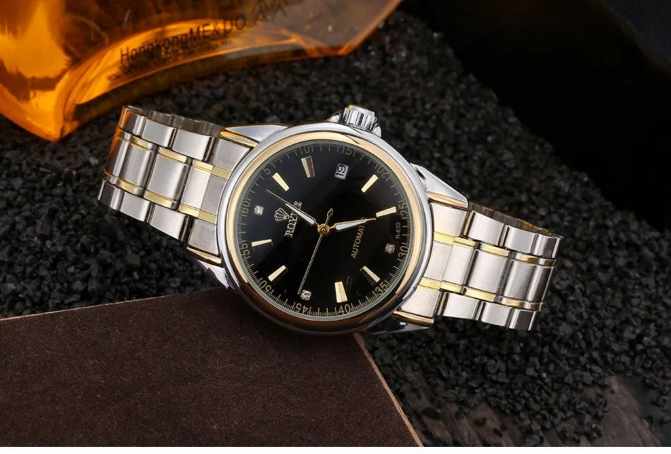 Fashion Automatic Winding Mechanical Watches Men Luxury Brand Full Steel Skeleton Men Hours Calendar Waterproof Wrist Watch For Men