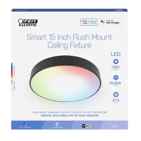 Feit Smart 15 in. H X 15 in. W X 5.5 in. L Nickel Silver Smart-Enabled Ceiling Fixture