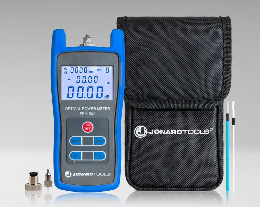 Fiber Optic Power Meter (-50 to  26 dBm) with FC/SC/LC Adapters