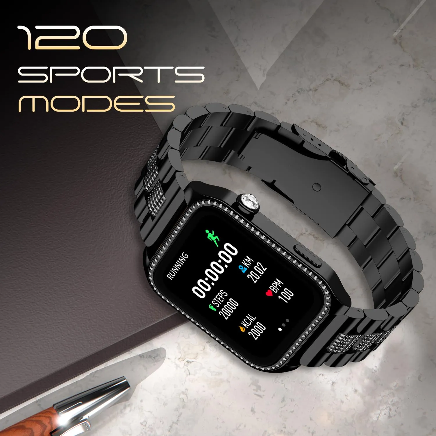 Fire-Boltt Xelor Luxury Stainless Steel Smart Watch. 1.78" AMOLED, Always-On Display, 368 * 448 px Resolution, Bluetooth Calling, 75 HZ Refresh Rate