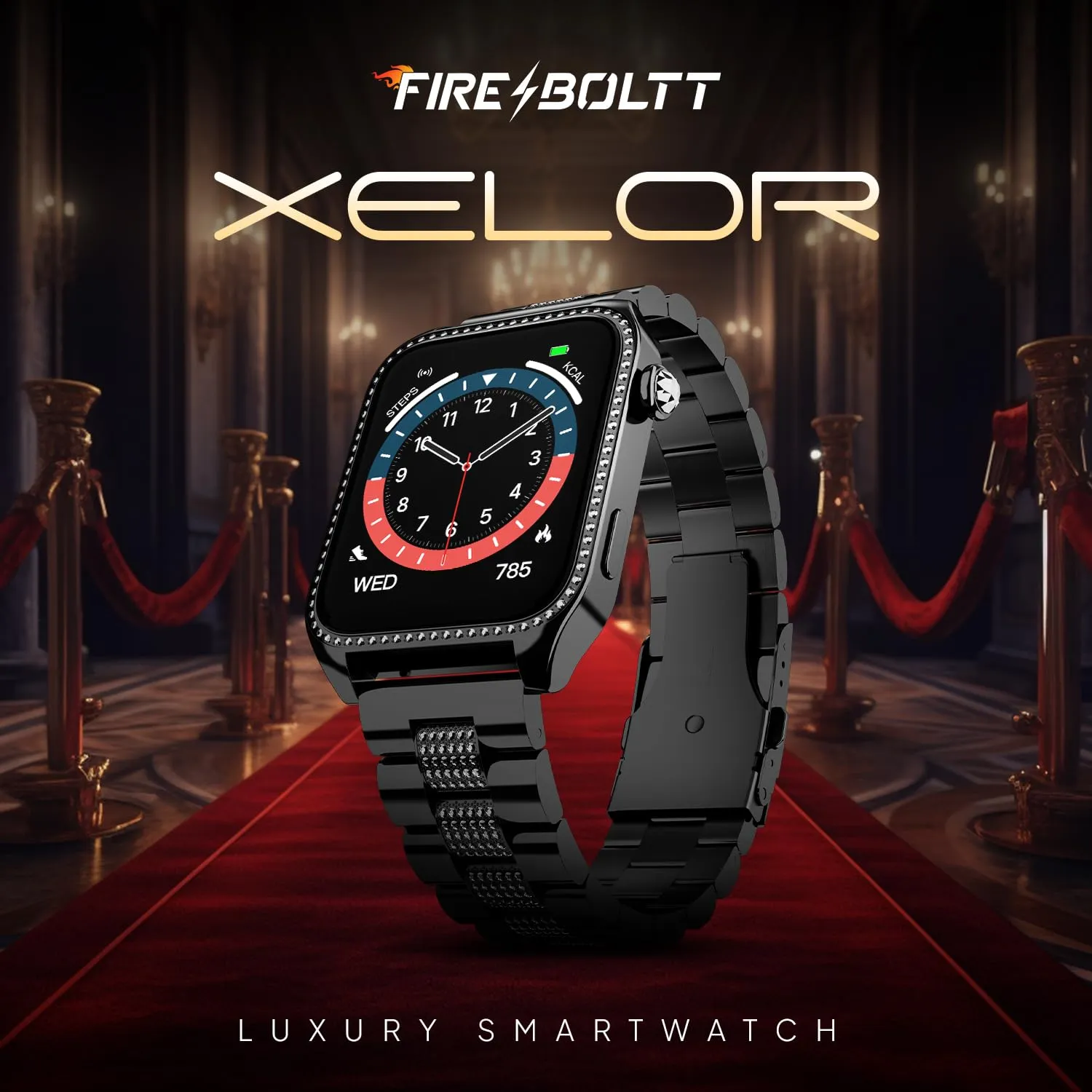 Fire-Boltt Xelor Luxury Stainless Steel Smart Watch. 1.78" AMOLED, Always-On Display, 368 * 448 px Resolution, Bluetooth Calling, 75 HZ Refresh Rate