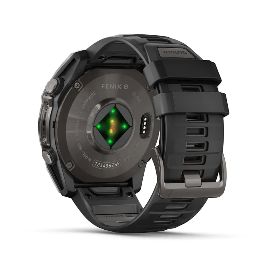 fēnix® 8 – 51 mm | AMOLED - Sapphire, Carbon with Black Silicone Band