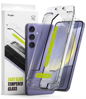 Galaxy S24 Plus Tempered Glass Screen Protector Guard | Easy Slide Transparent - 2 Pack (with Installation Tool)