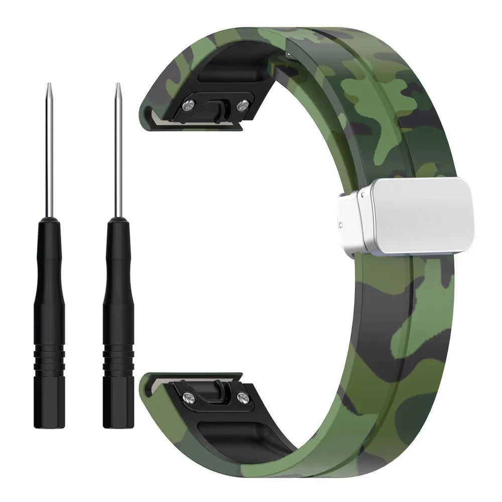 Garmin Approach S70 (47mm) Silicone Sports Bracelet with Magnetic Clasp - Camouflage / Green