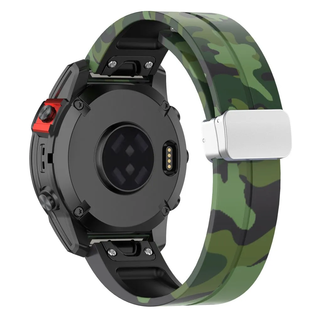 Garmin Approach S70 (47mm) Silicone Sports Bracelet with Magnetic Clasp - Camouflage / Green