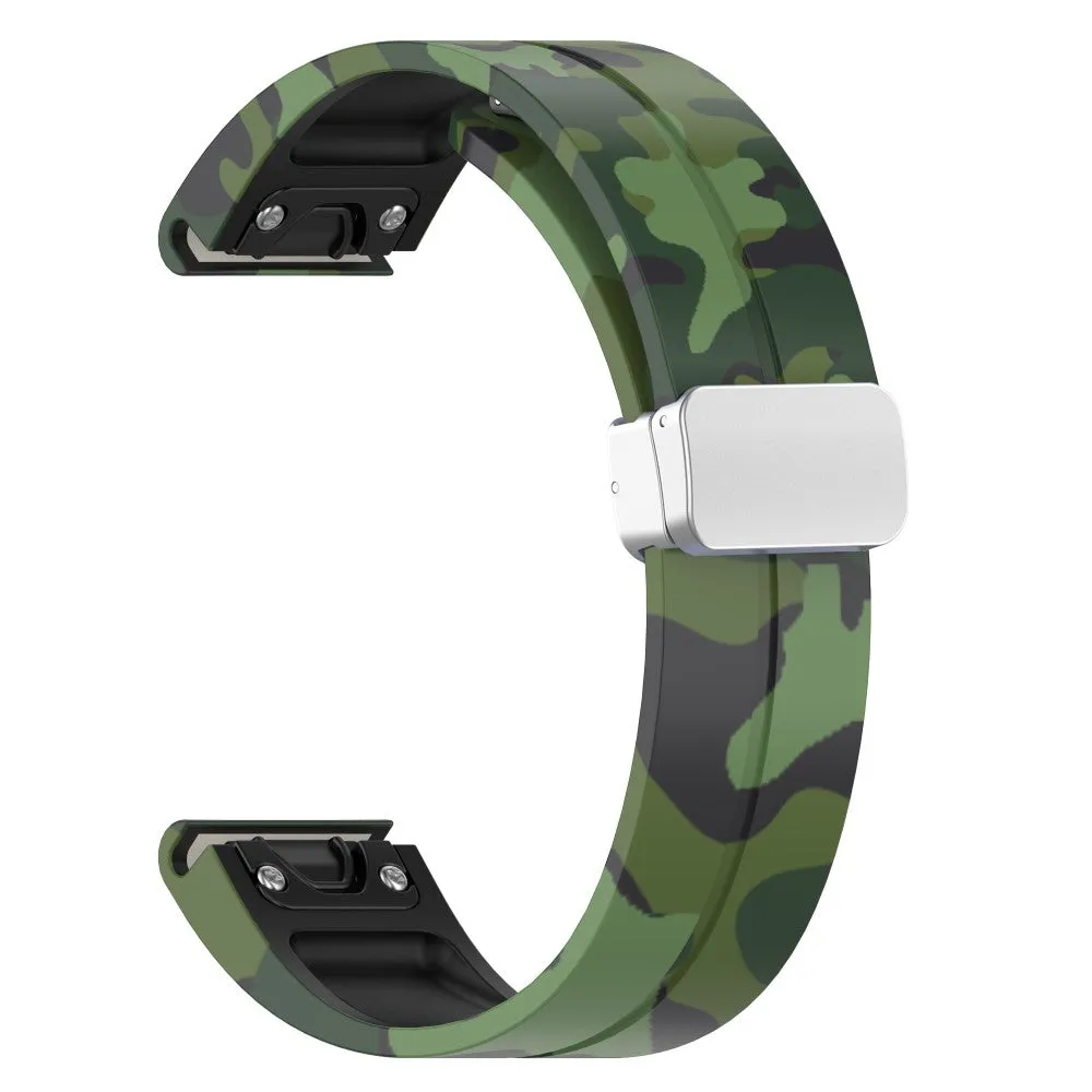 Garmin Approach S70 (47mm) Silicone Sports Bracelet with Magnetic Clasp - Camouflage / Green