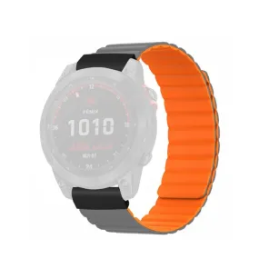 Garmin Fenix 7X Solar Silicone Sport Magnetic Wristband - Gray / Orange