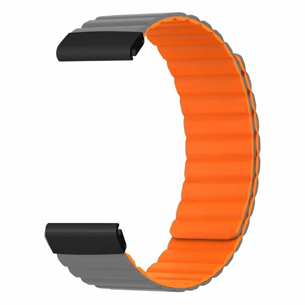 Garmin Fenix 7X Solar Silicone Sport Magnetic Wristband - Gray / Orange