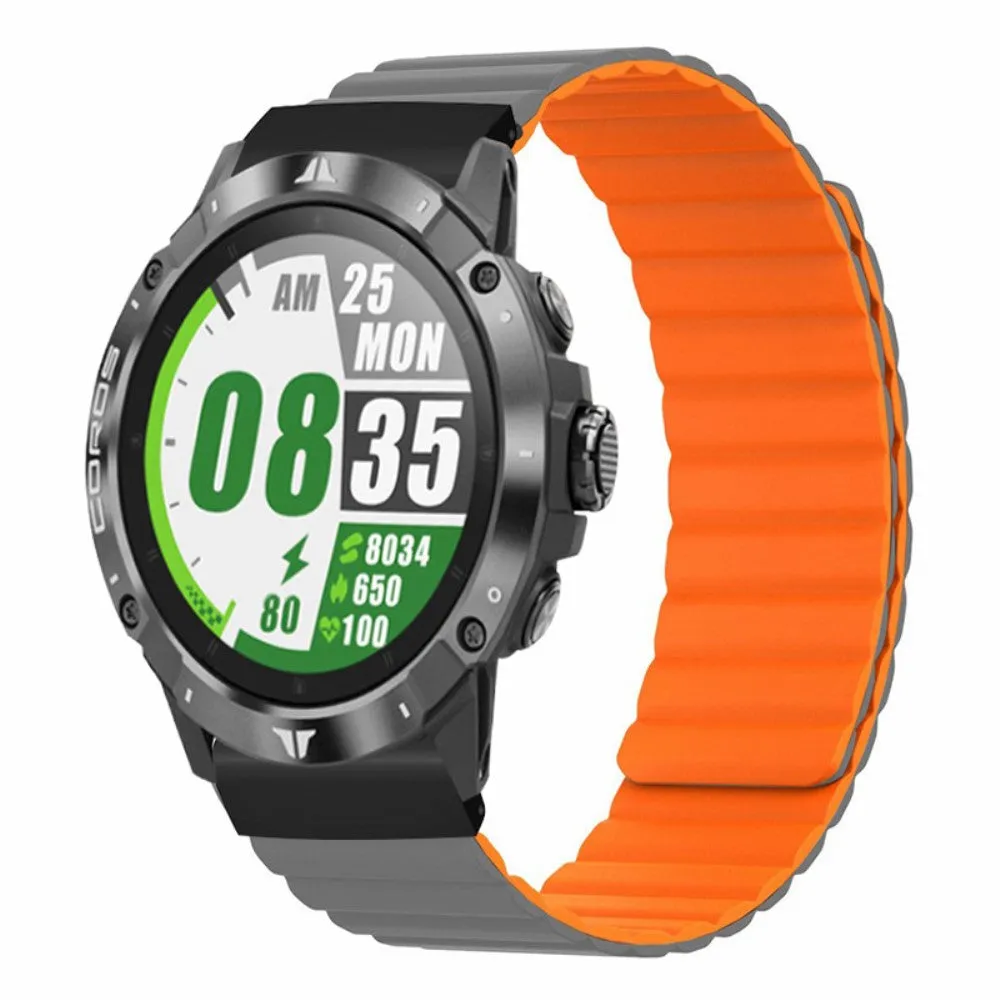 Garmin Fenix 7X Solar Silicone Sport Magnetic Wristband - Gray / Orange