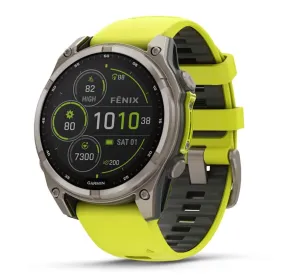 Garmin fenix 8 GPS Watch 47 mm, Solar, Sapphire, Titanium with Amp Yellow/Graphite Silicone