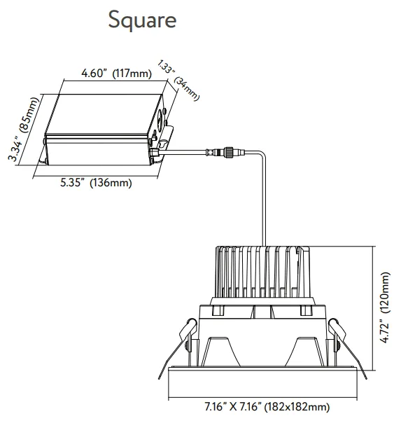 Goodlite G-20096 6" 22W LED Square Spotlight Regressed Gimbal Selectable CCT