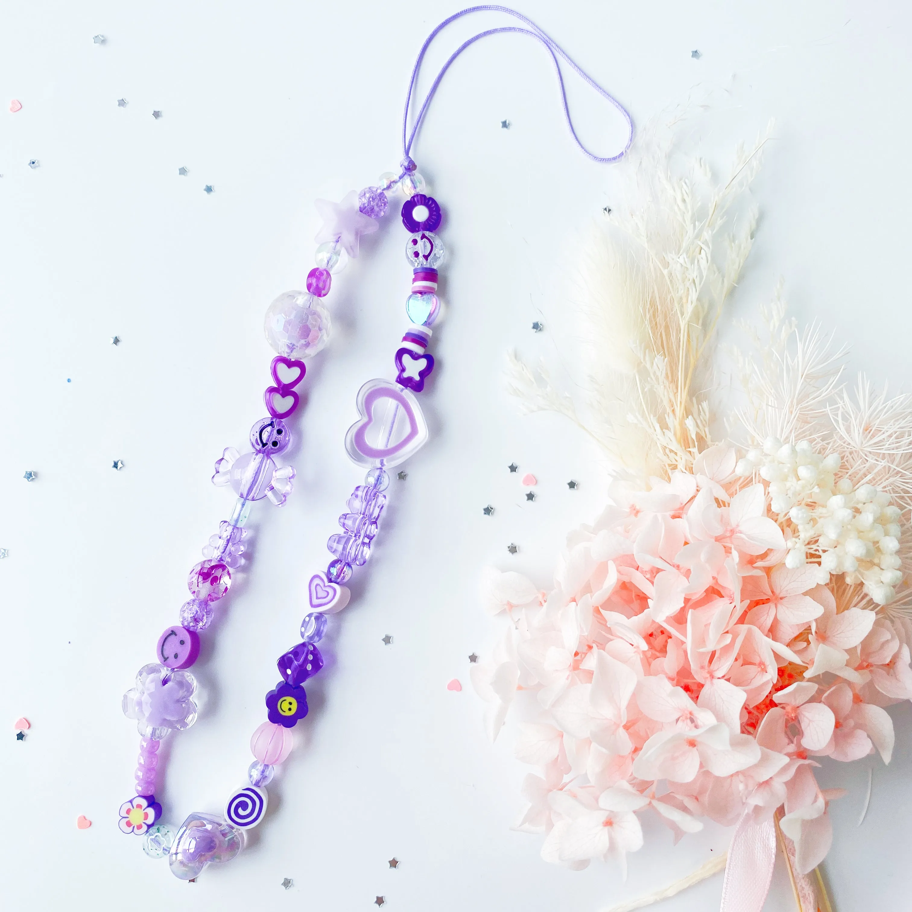 Handmade phone straps - Crystal Purple ( 20cm Base )