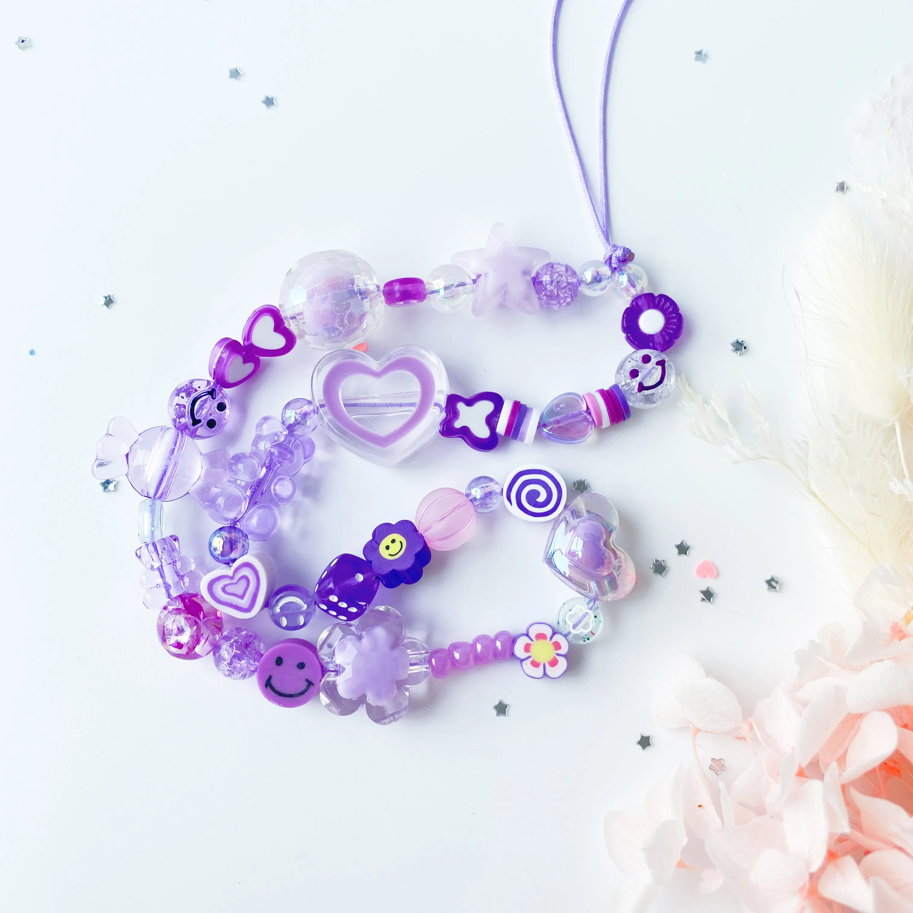 Handmade phone straps - Crystal Purple ( 20cm Base )