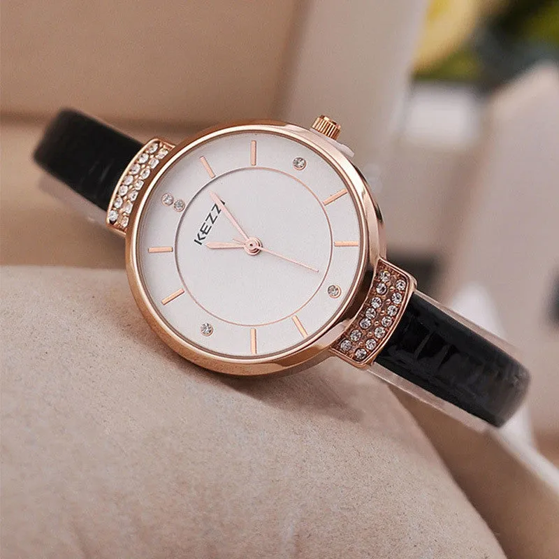 High Quality KEZZI Brand Leather Strap Watches Women Dress Watch Waterproof Ladies Quartz Watch