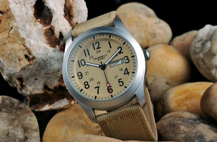 Hodinky Men EYKI Men Watch Military Army Green Canvas Strap Quartz Watches Men Sport Watch