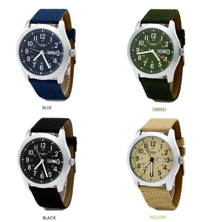 Hodinky Men EYKI Men Watch Military Army Green Canvas Strap Quartz Watches Men Sport Watch