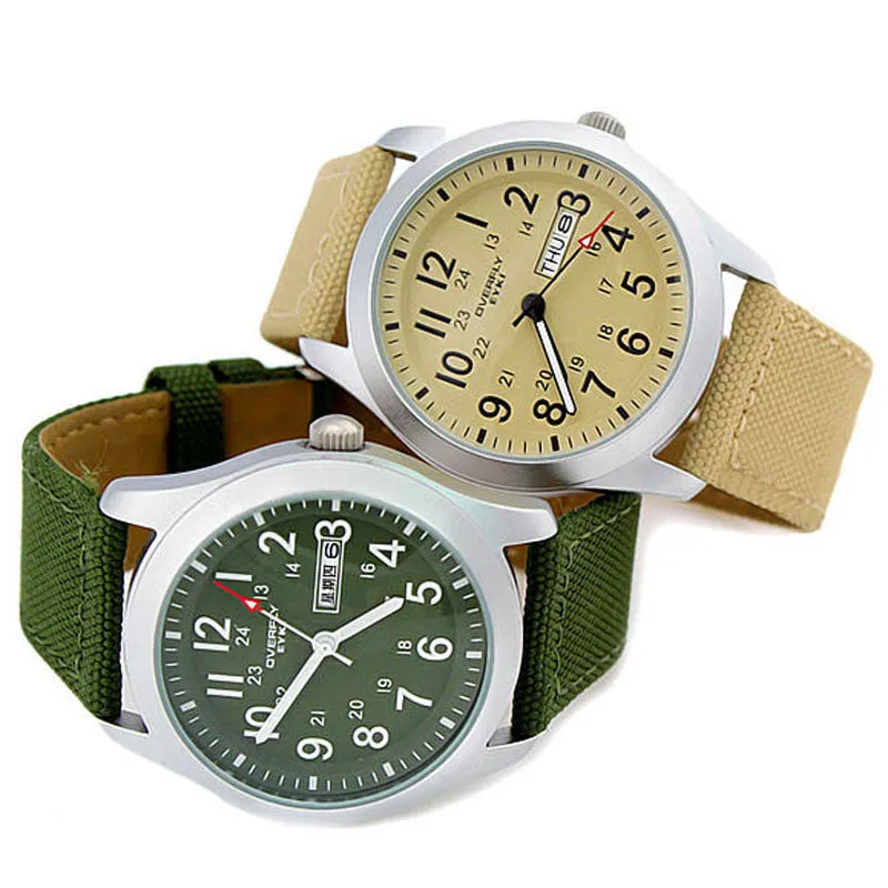 Hodinky Men EYKI Men Watch Military Army Green Canvas Strap Quartz Watches Men Sport Watch