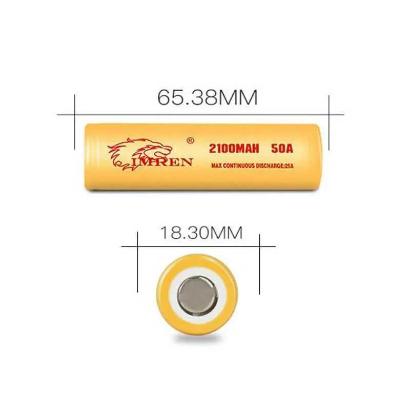 IMREN 18650 2100mAh 50A Rechargeable Lithium Battery (2PCS/Pack)