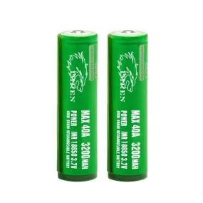 IMREN 18650 3200mAh 40A Pointy Top Rechargeable Lithium Battery (2PCS/Pack)