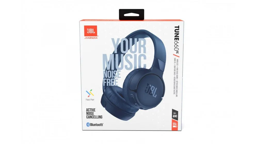 JBL Tune 660NC Wireless On Ear Noise Cancelling Headphones Blue 5084006