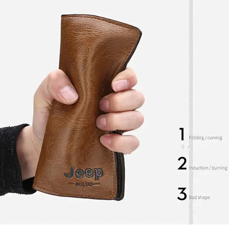 JEEP BULUO Men's Leather Wallet for mobile, cash & cards