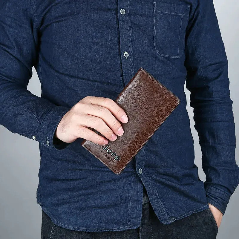 JEEP BULUO Men's Leather Wallet for mobile, cash & cards