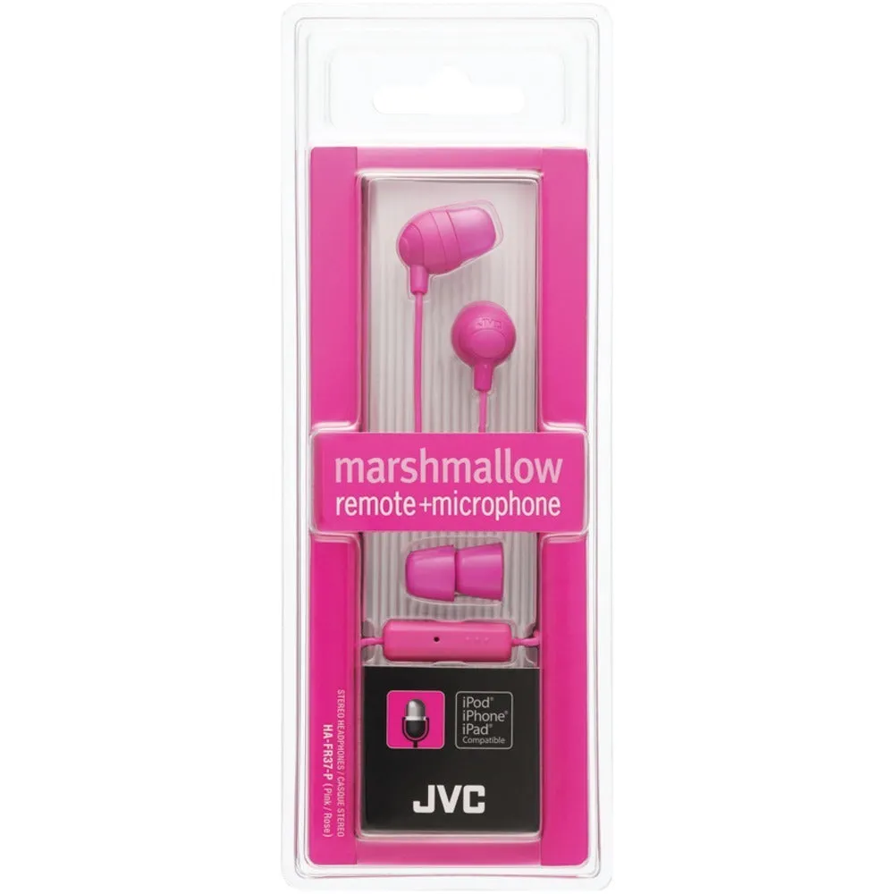 JVC HAFR37P Marshmallow(R) Inner-Ear Earbuds with Microphone & Remote (Pink)