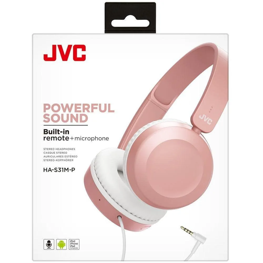 JVC On-Ear Foldable Wired Headphones - Pink | HAS31MPE