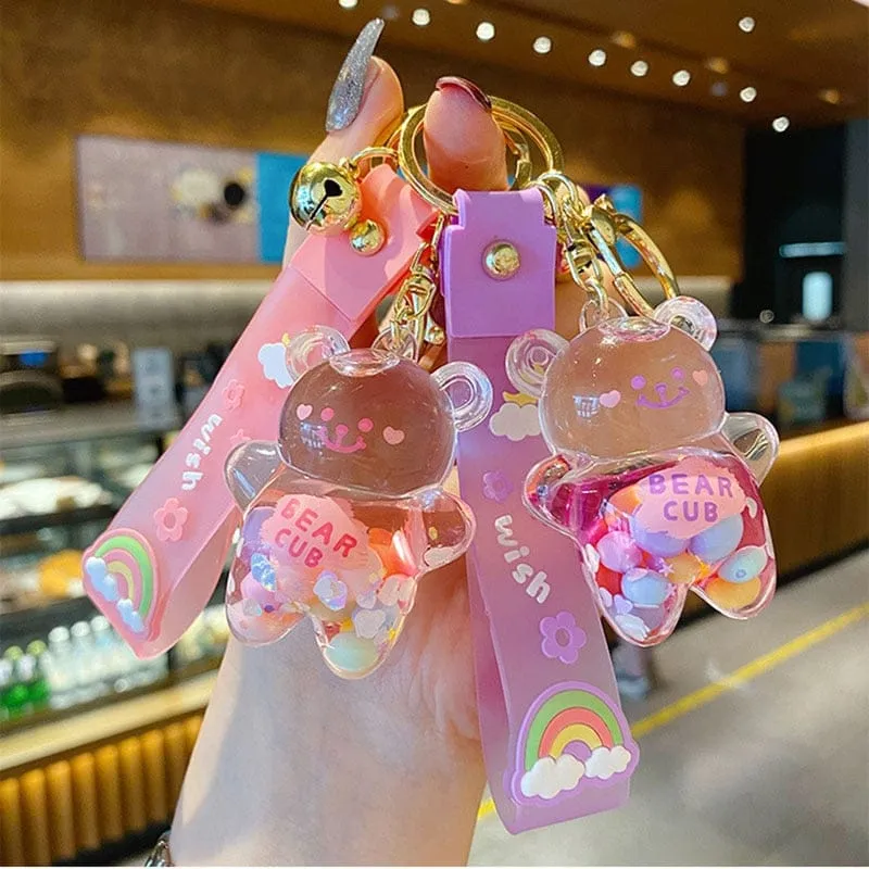 Kawaii Cute Chubby Bear Quicksand Keychain