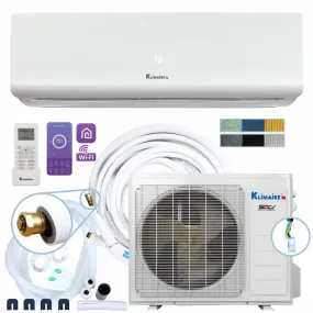 Klimaire DIY 24,000 BTU 19 SEER2 Ductless Mini Split Heat Pump Air Conditioner 4th Generation 25 ft. Pre-charged Installation Kit & Wi-Fi - 230V