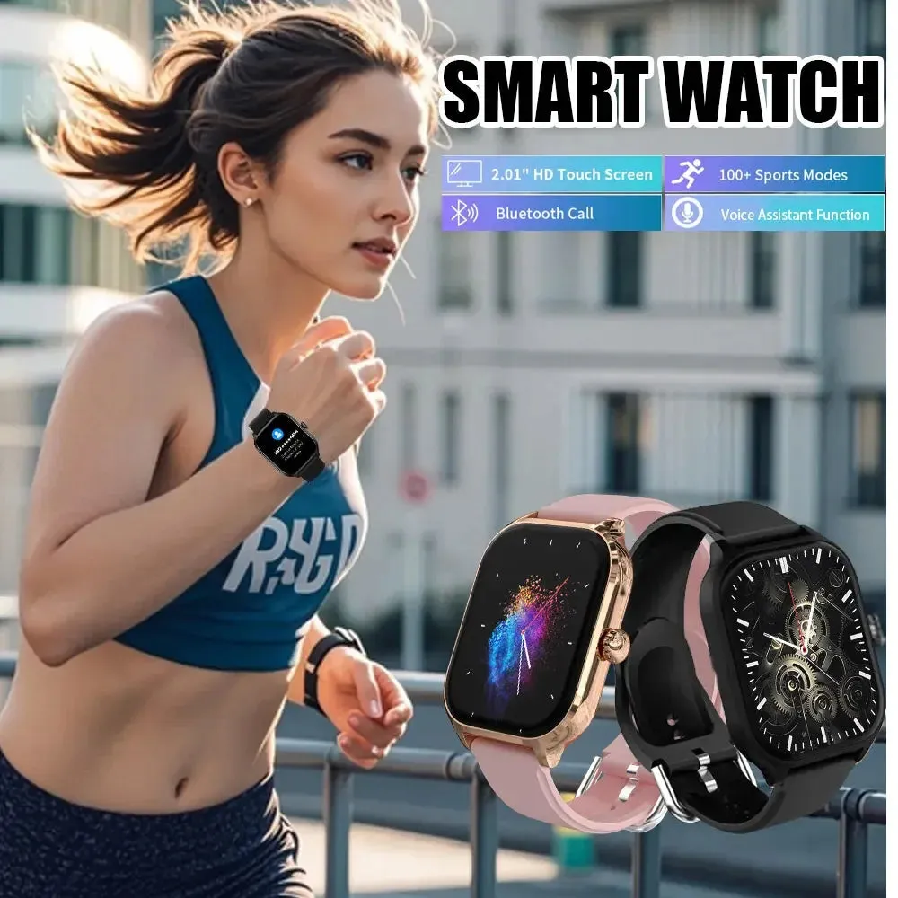 LAXASFIT 2024 New Men's Smart Watch Women's Gift 2.01 Inch HD Full Touch Screen Sports & Fitness Watch Bluetooth Call Smartwatch