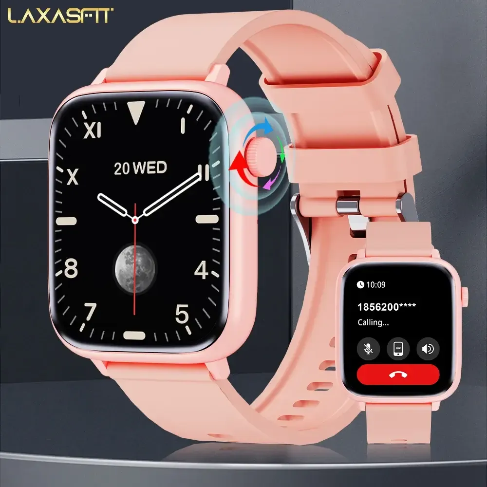 LAXASFIT 2024 New Smartwatch Full Touchscreen Sports Fitness Watch Bluetooth Call Digital Smartwatch Watch Men Women