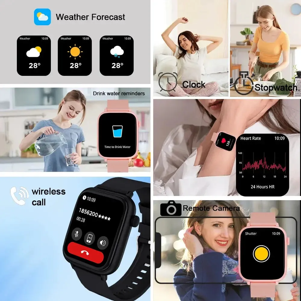 LAXASFIT 2024 New Smartwatch Full Touchscreen Sports Fitness Watch Bluetooth Call Digital Smartwatch Watch Men Women