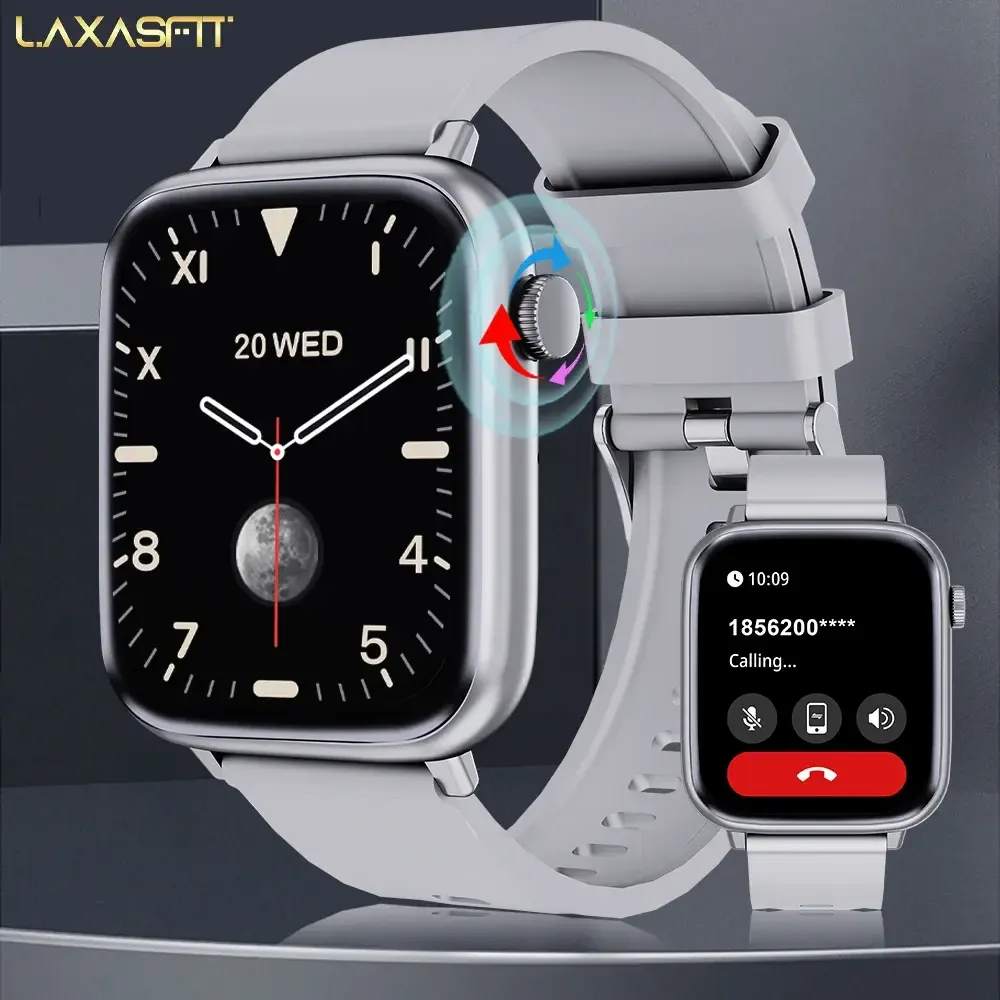 LAXASFIT 2024 New Smartwatch Full Touchscreen Sports Fitness Watch Bluetooth Call Digital Smartwatch Watch Men Women