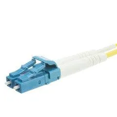 LC Duplex Fiber Optic Patch Cable, OS2 9/125 Singlemode, Yellow Jacket, Blue Connector, 10 meter (33 foot)