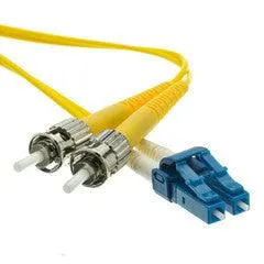 LC/ST Duplex Fiber Optic Patch Cable, OS2 9/125 Singlemode, Yellow Jacket, 5 meter (16.5 foot)