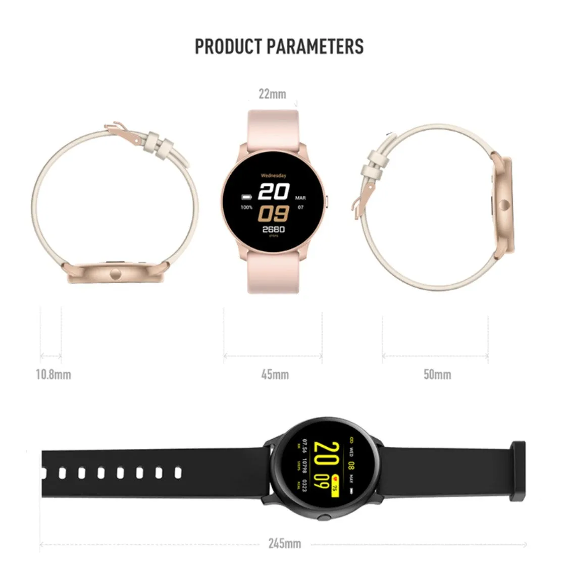 Lige Ultra Thin Smart Bracelet  Black