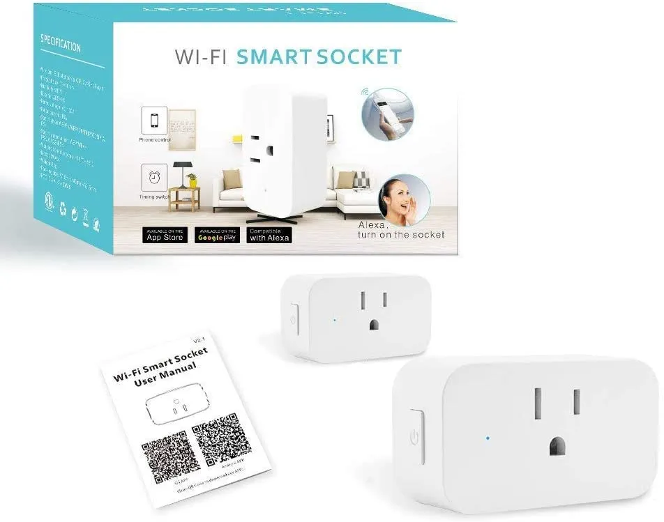 LINGANZH Smart Plug 2 Pack, Mini WiFi Smart Socket Compatible with Alexa Echo Go