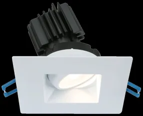 Lotus LED Lights LSG3-5CCT-HO-WH 3 Inch Square Regressed Gimbal LED Downlight - 11 Watt - 5CCT  - 620 Lumen - 38 Degree Beam Spread - White Trim - Type IC Air-Tight Wet ES CRI 90 