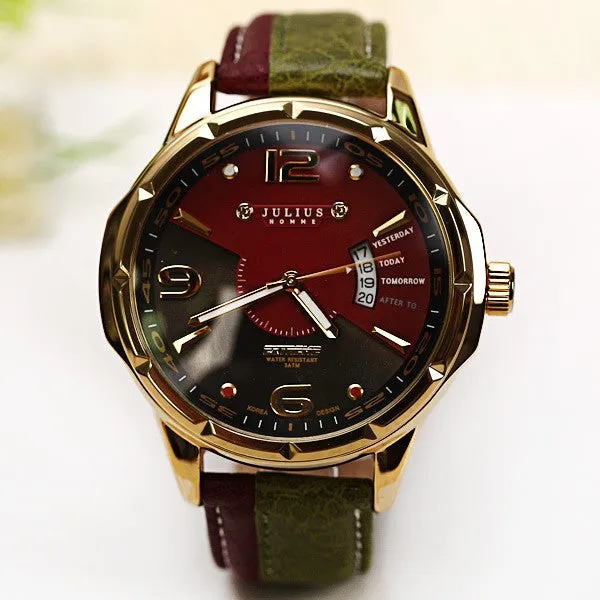 Luxury Brand Julius Fashion watch Men's Quartz Watch military Date Leather sports Watches Men Wristwatches relogio masculino