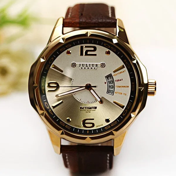 Luxury Brand Julius Fashion watch Men's Quartz Watch military Date Leather sports Watches Men Wristwatches relogio masculino