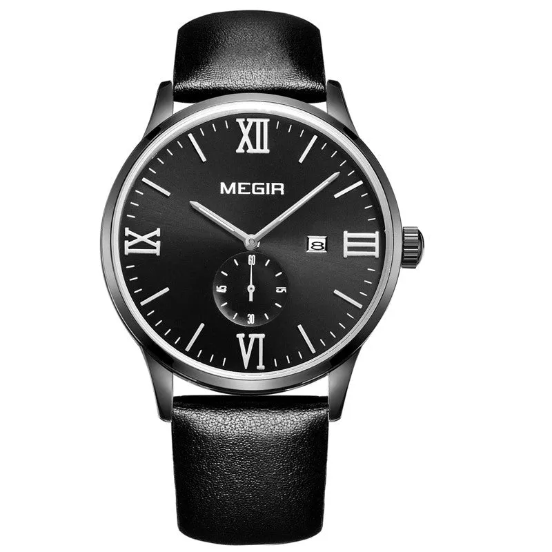 MEGIR 2015 New Men's Watch Top Brand Luxury Watch Leather Strap Quartz Casual Business Watch Men Wristwatch