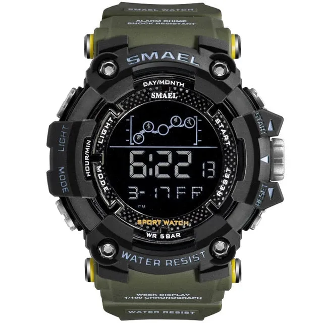 Men's Military Water Resistant Sports Watch with LED Digital Display