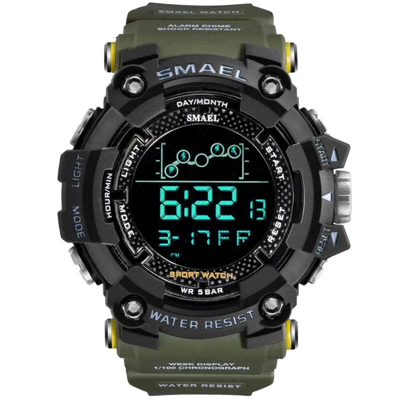 Men's Military Water Resistant Sports Watch with LED Digital Display