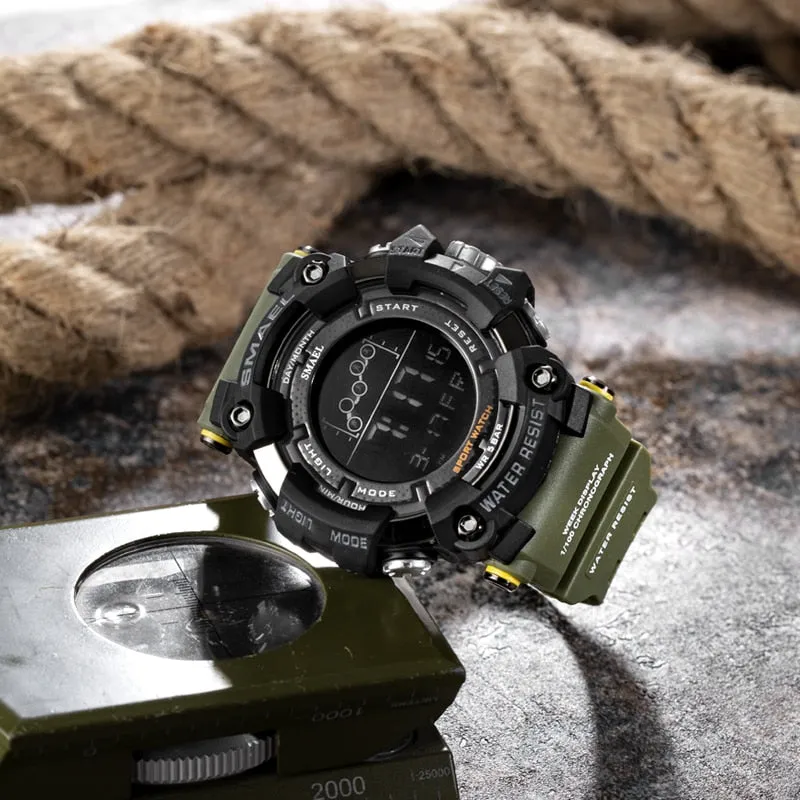 Men's Military Water Resistant Sports Watch with LED Digital Display