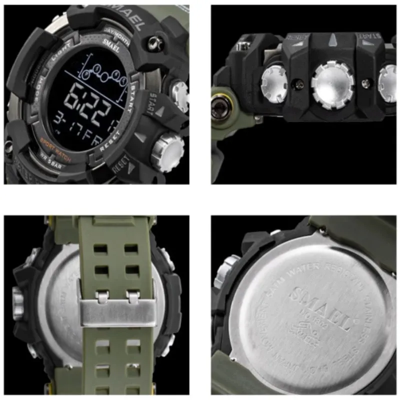 Men's Military Water Resistant Sports Watch with LED Digital Display