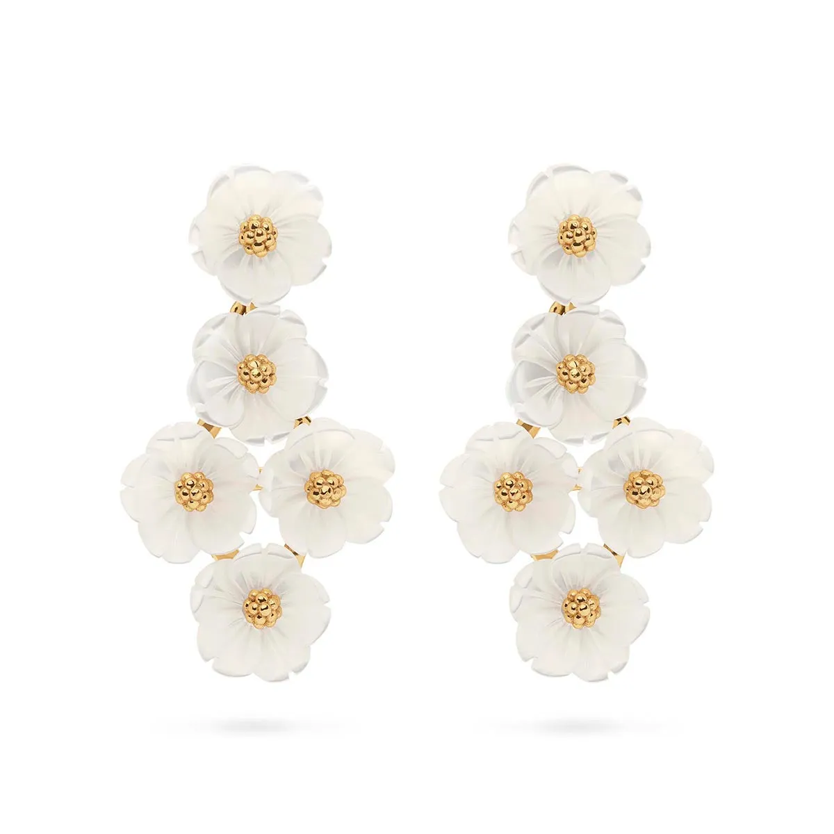 Mermaid Garden Floral Petite Post Drop Earrings - MOP/Gold