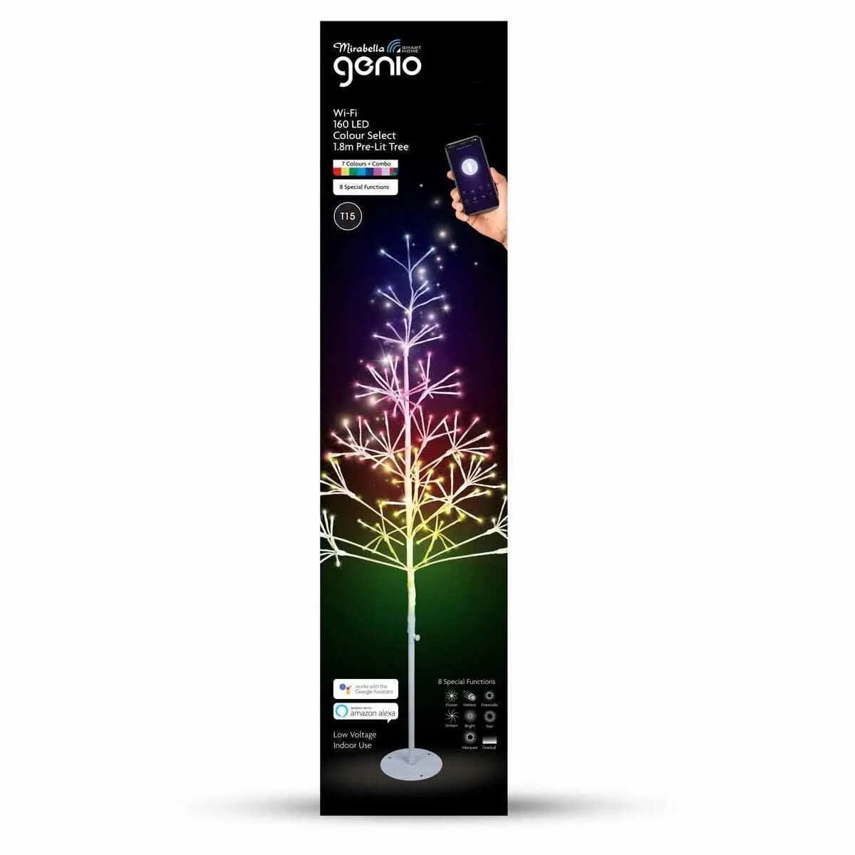 Mirabella Christmas Genio Wi-Fi 160 LED Pre Lit Tree - White